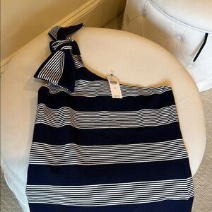 NWT Bishop + Young Navy and White Striped Top